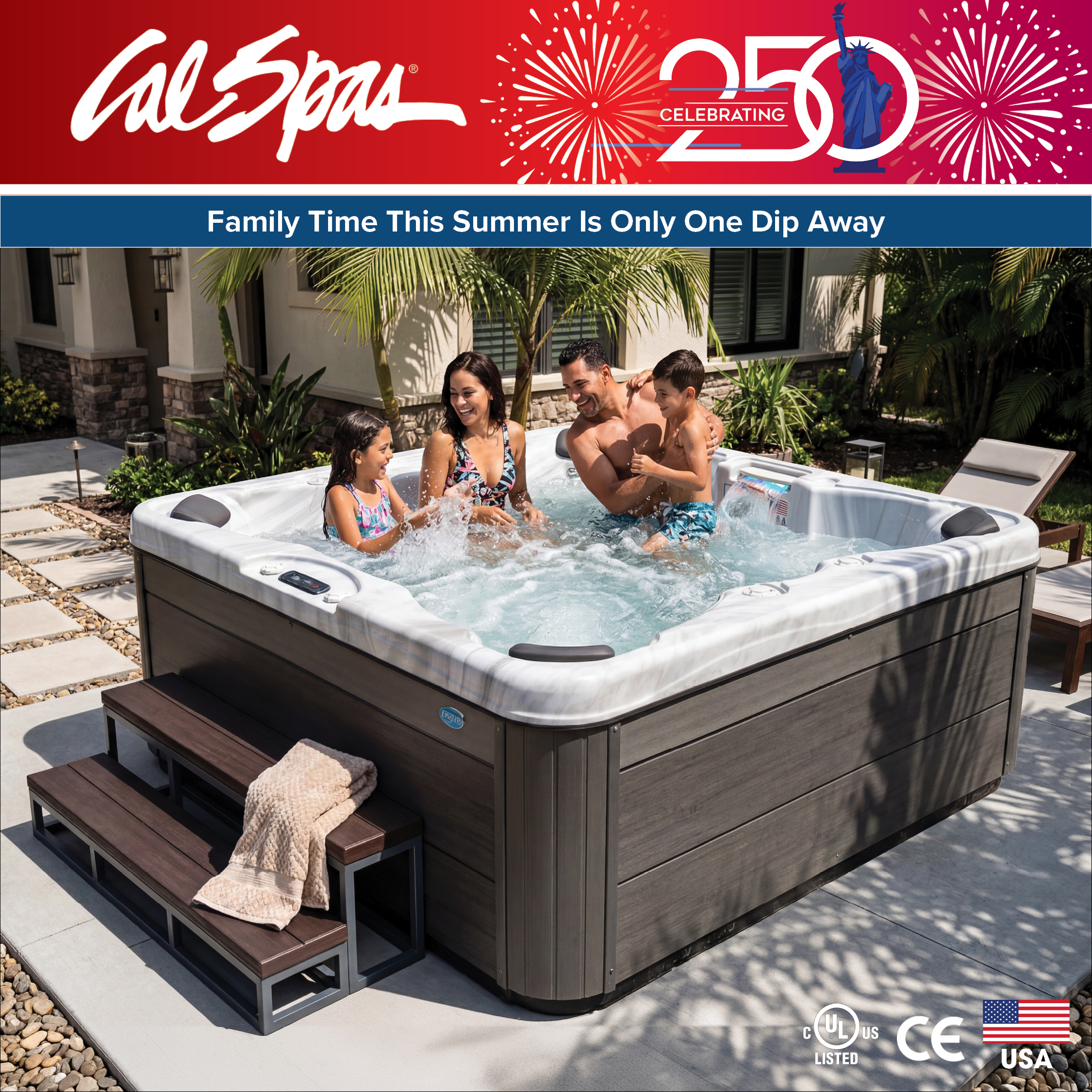 Calspas hot tub being used in a family setting - Pittsburgh